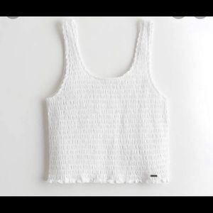 Hollister smocked white tank top! SIZE S